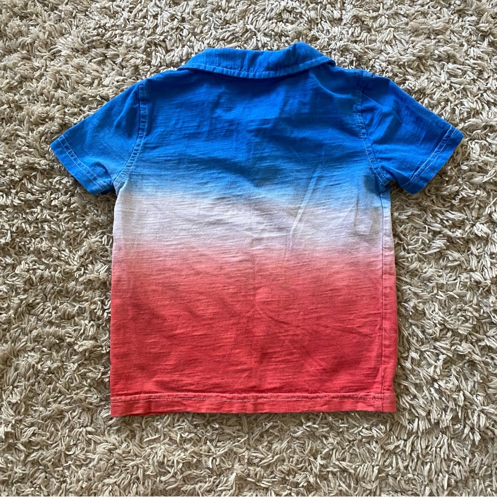 Kids Gradient Blue and Red Polo Shirt - Picture 3 of 3